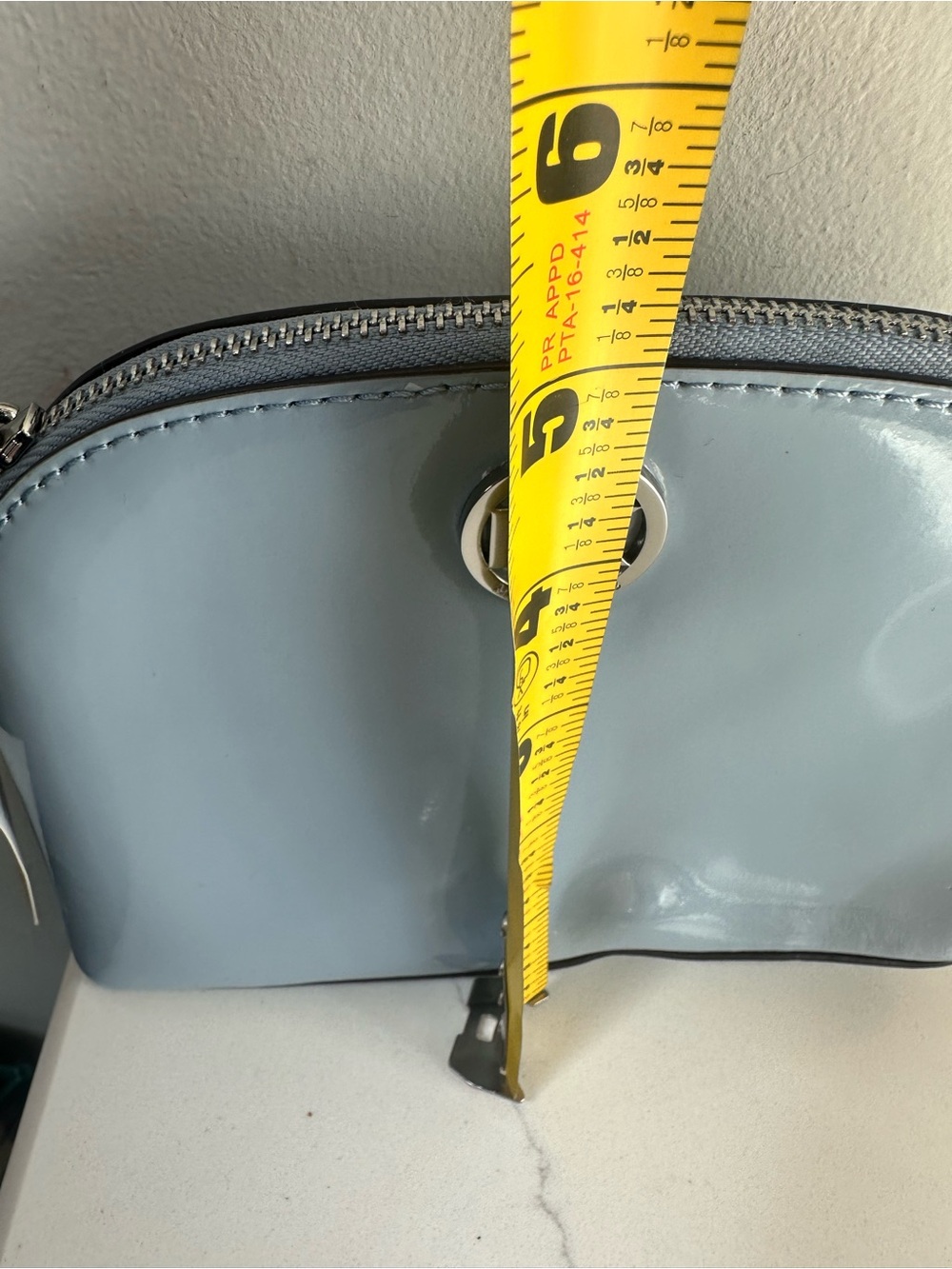 Michael Kors Pale Blue Patent Leather Cosmetic Pouch NWT - Picture 6 of 7